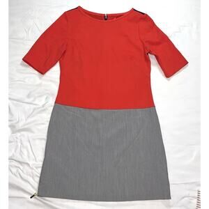 Eliza J Dress Size 6 Red Gray Blue Colorblock 3/4 Sleeve Knee Length Business